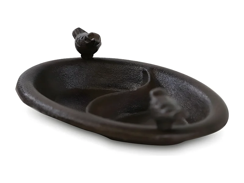 Abreuvoir 2 oiseaux fonte Fonte Marron - Décoration d'Autrefois