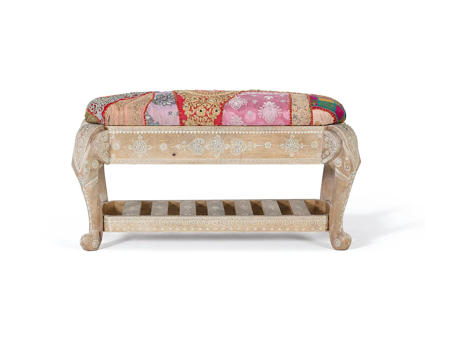 Banc en bois manguier et tissu