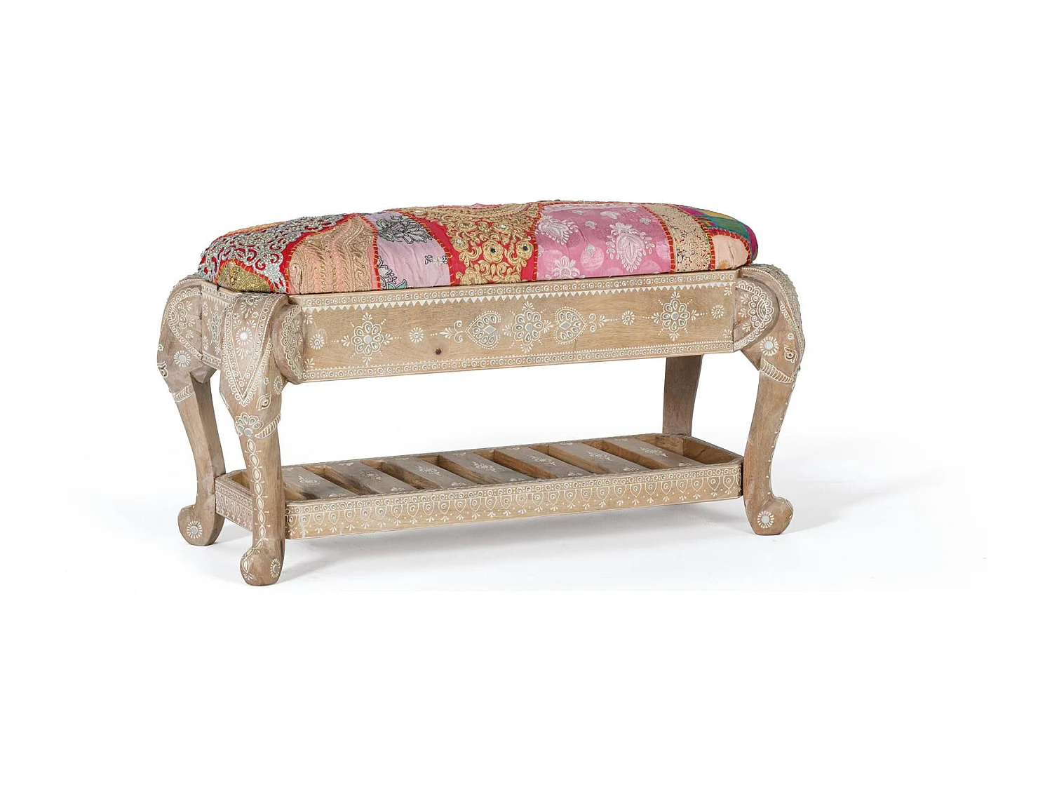 Banc en bois manguier et tissu