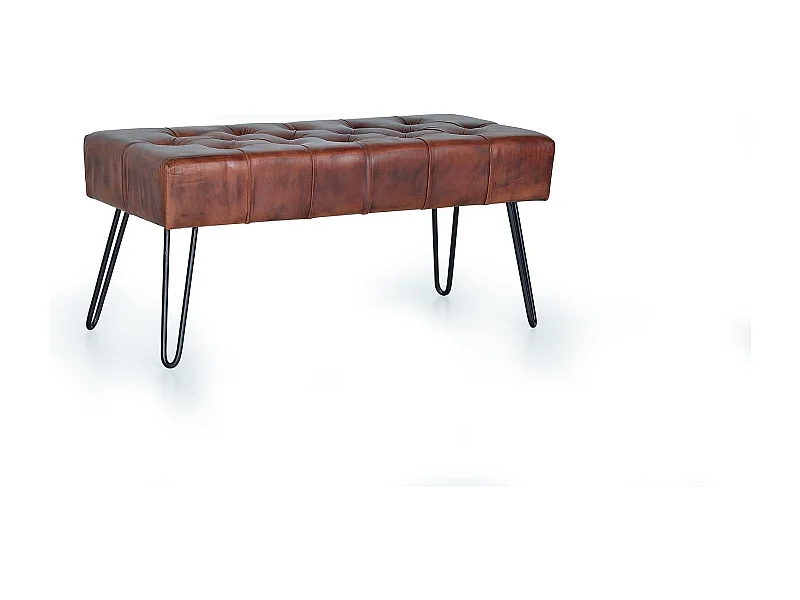 Banc 1 place Fer-Cuir de Vache Marron - Décoration d'Autrefois