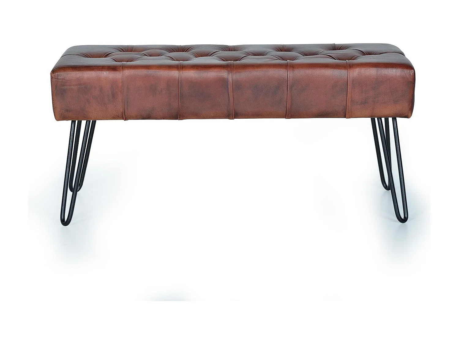 Banc en cuir et pieds en métal