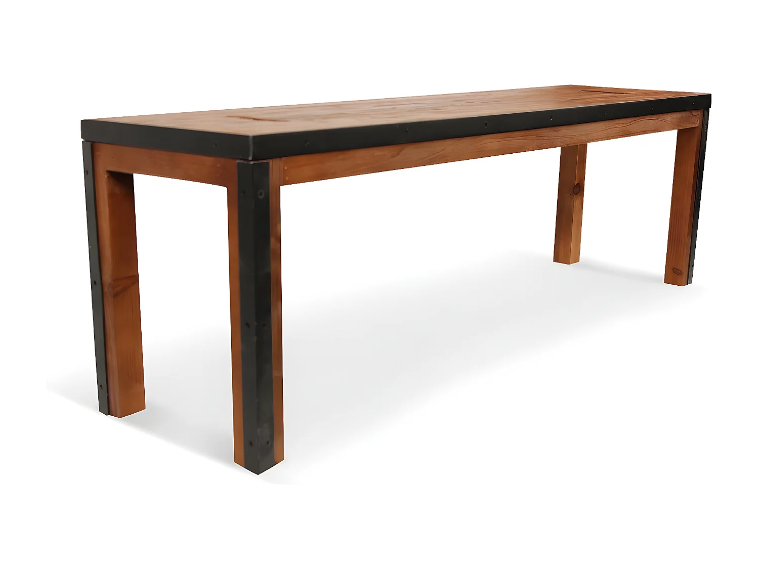 Banc 2 places Bois-Métal Marron - Eduline Décoration d'Autrefois