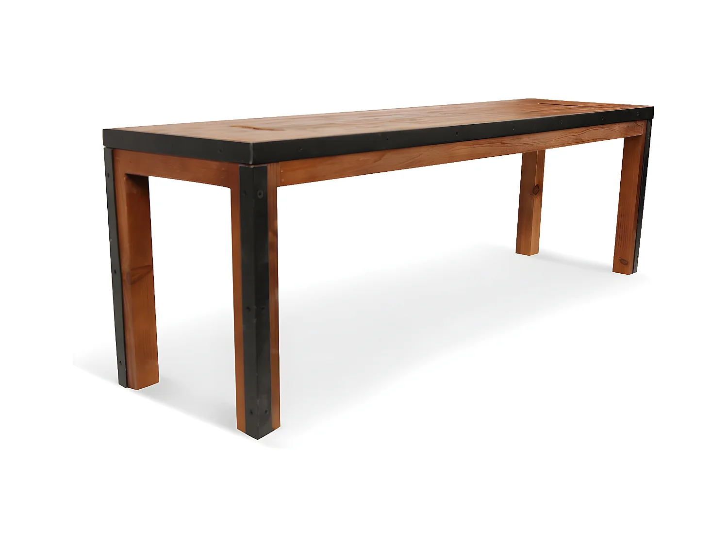 Banc 2 places Bois-Métal Marron - Eduline Décoration d'Autrefois