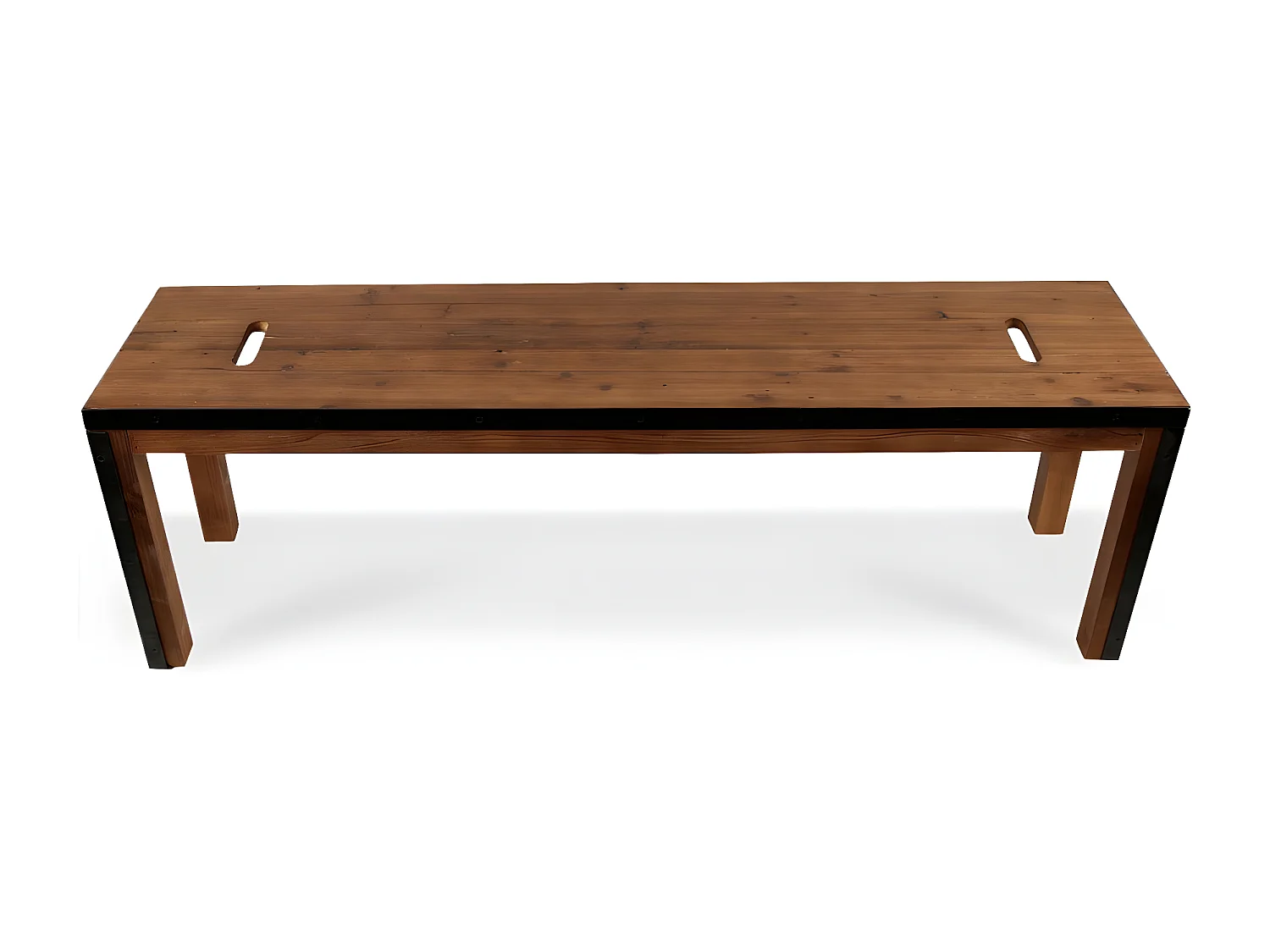 Banc 2 places Bois-Métal Marron - Eduline Décoration d'Autrefois