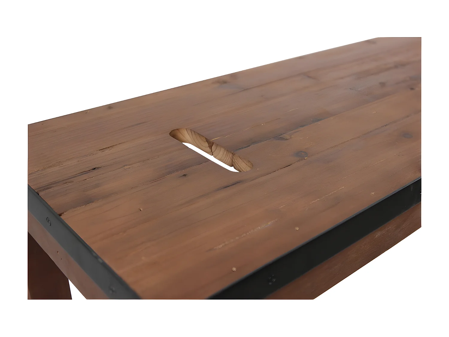 Banc 2 places Bois-Métal Marron - Eduline Décoration d'Autrefois