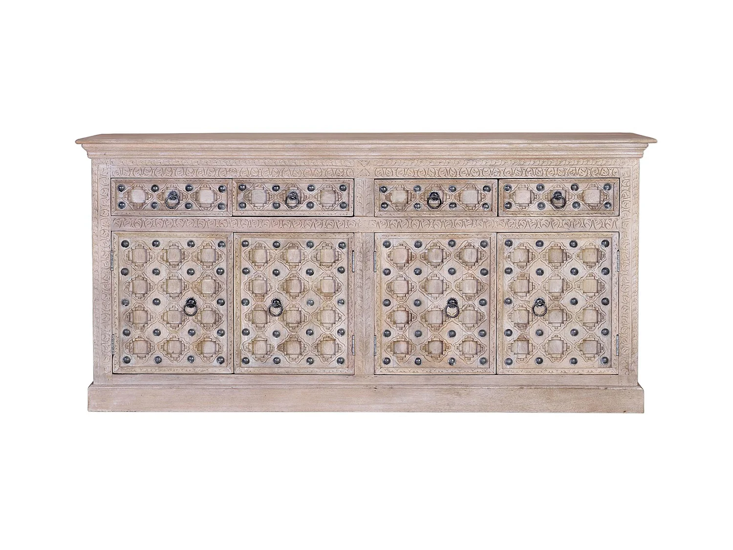 Buffet en bois de manguier de style méditerranéen moderne - 92 x 190 x 40