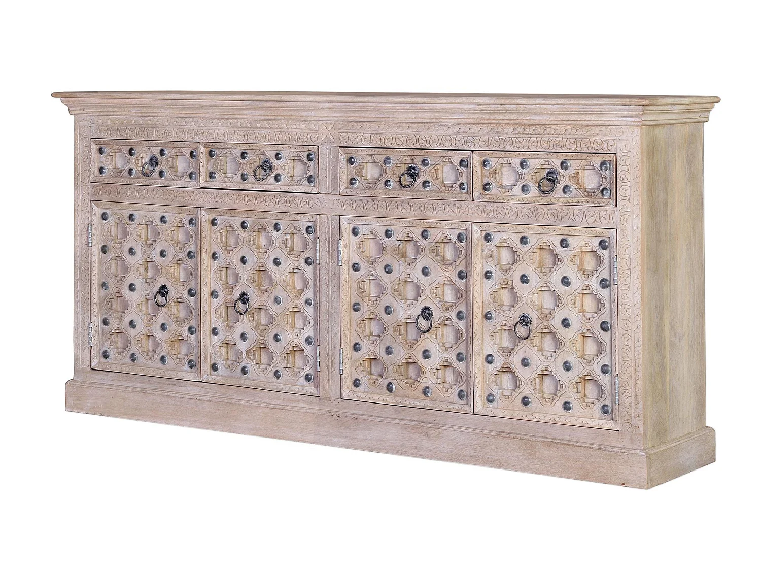 Buffet en bois de manguier de style méditerranéen moderne - 92 x 190 x 40