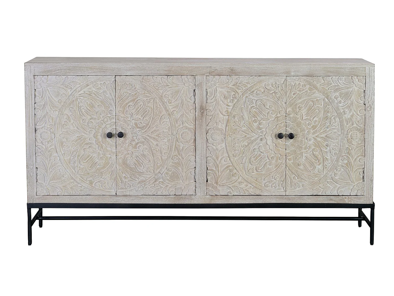 Buffet moderne de style méditerranéen en bois de manguier - 90 x 170 x 39