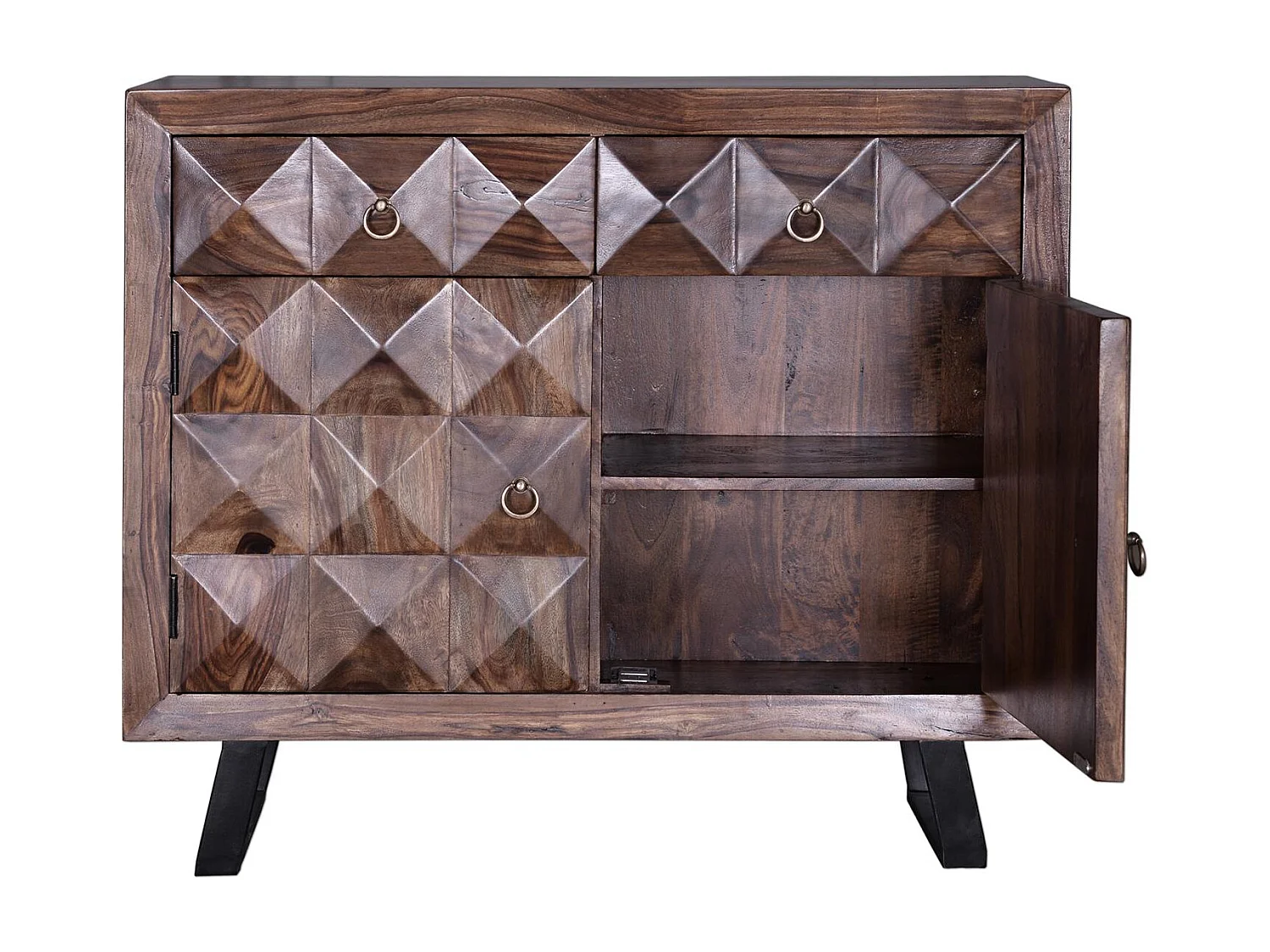 Credenza a 2 cassetti e 2 ante in massello di palissandro