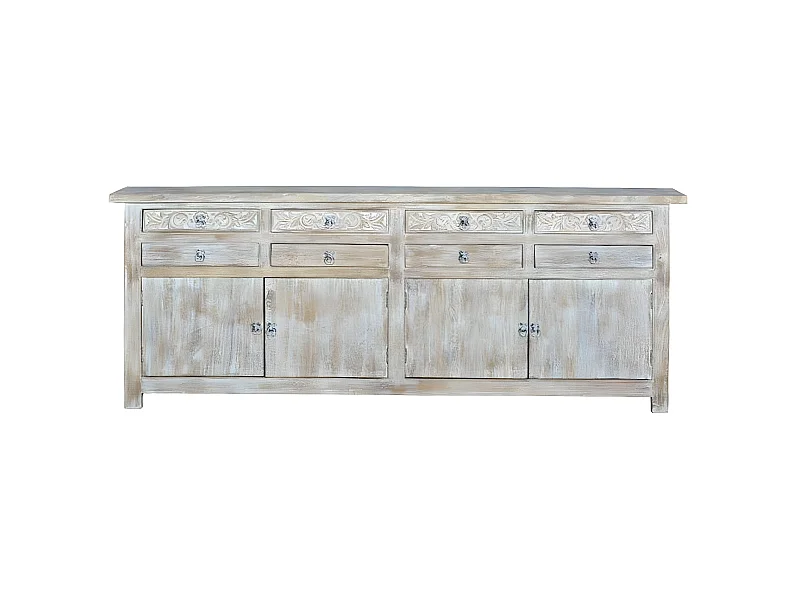 Aparador madera de mango blanco envejecido 100x200x44