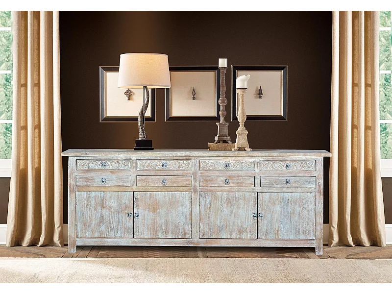 Bahut 8 tiroirs Bois Blanc - Vitalie Décoration d'Autrefois