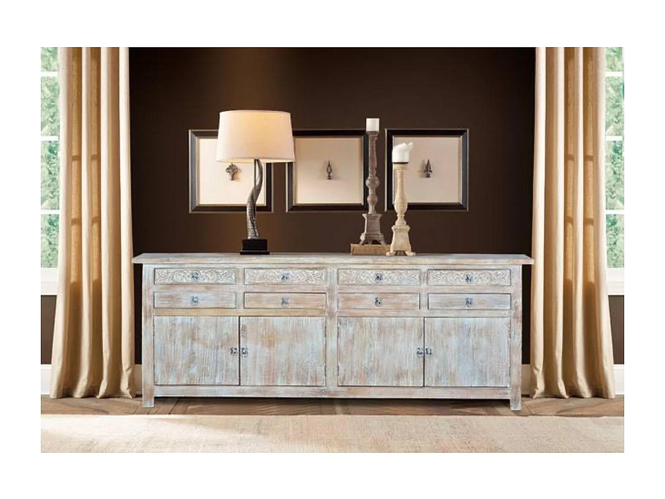 Buffet en manguier blanc vieilli