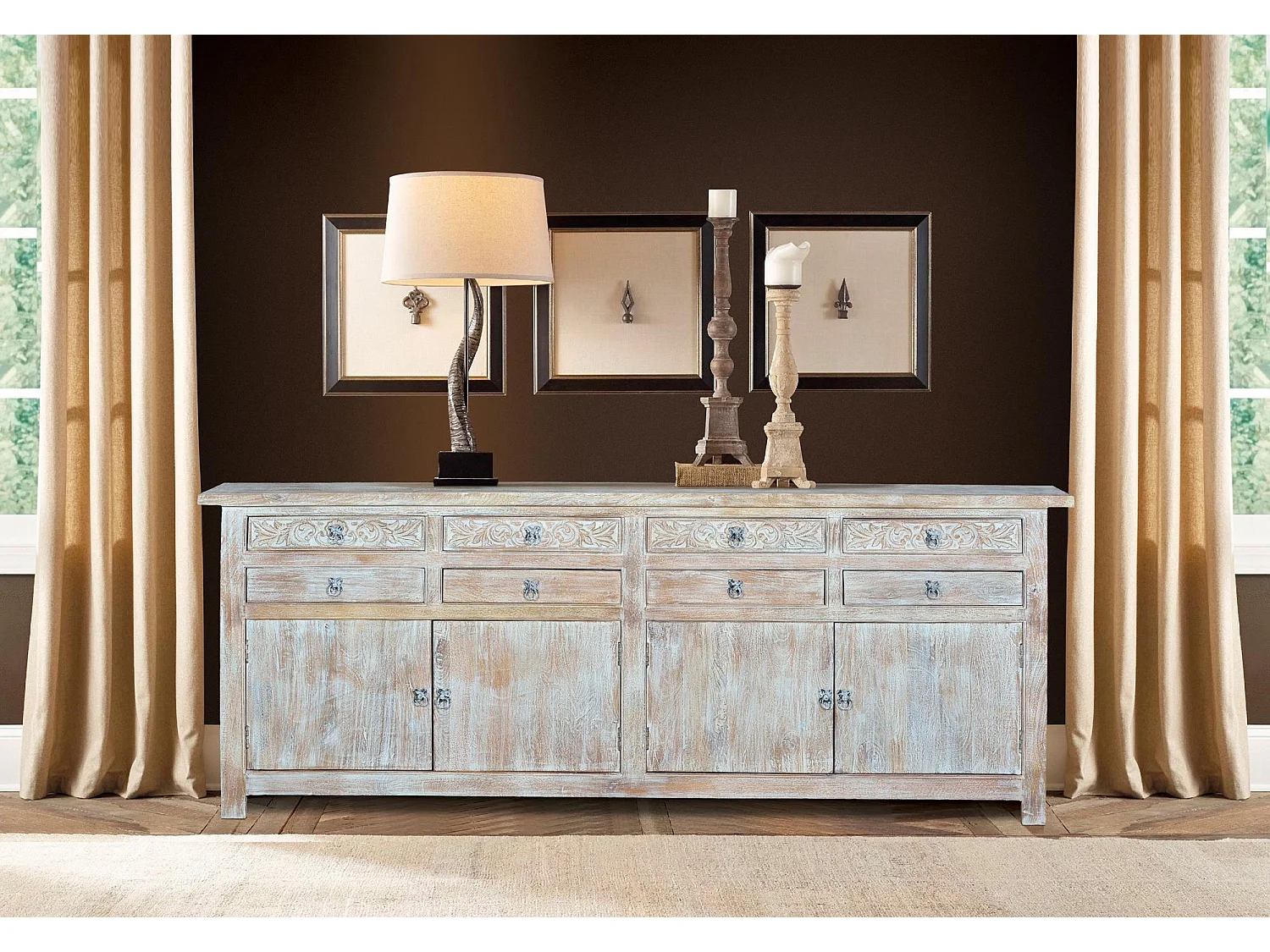 Buffet en manguier blanc vieilli