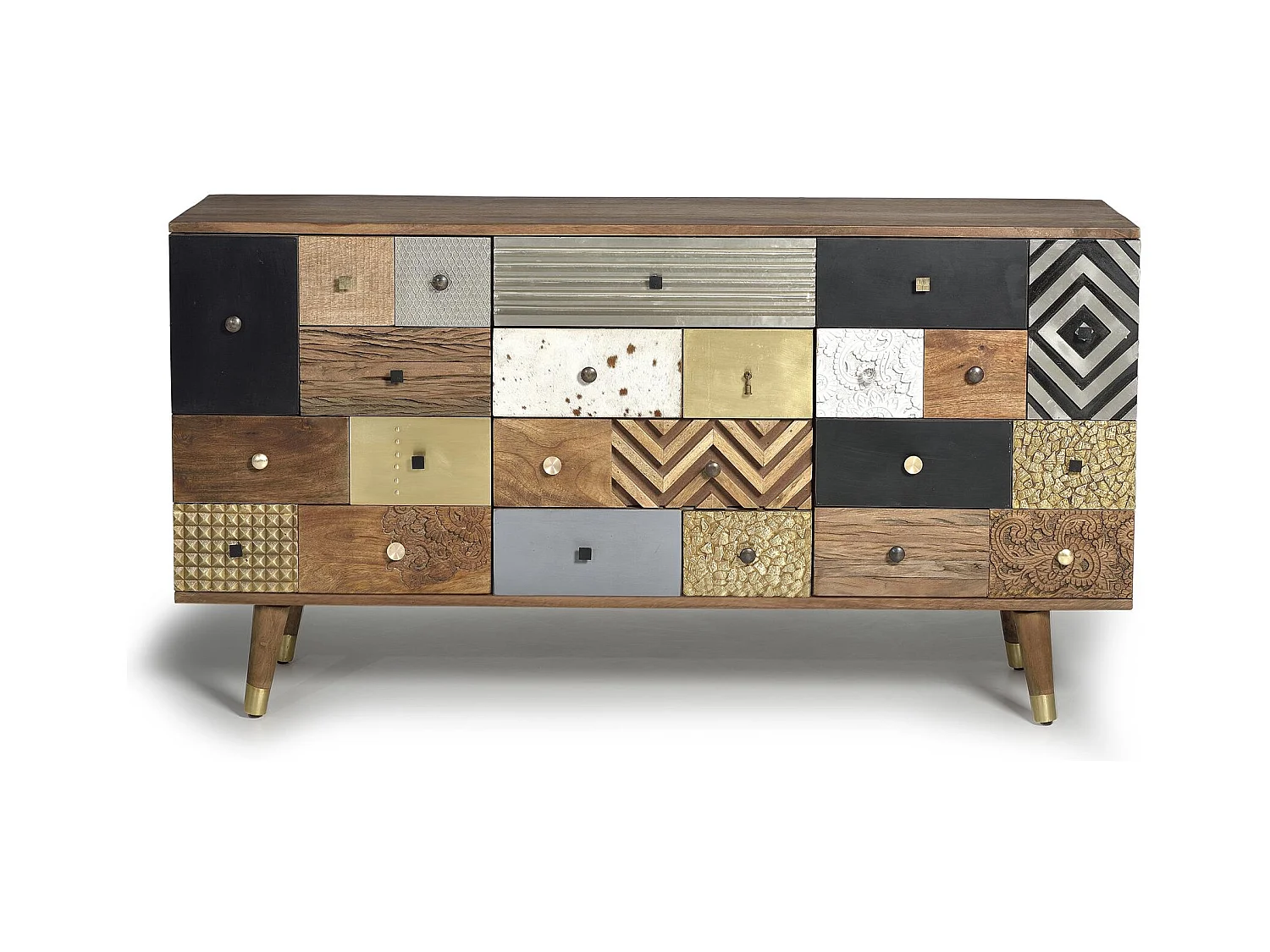 aparelho em madeira de mangueira e detalhes multicoloridos 80x150x40