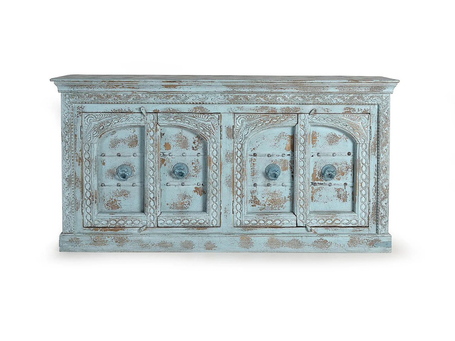 Buffet en bois de manguier, style ethnique artisanal - 100 x 190 x 45