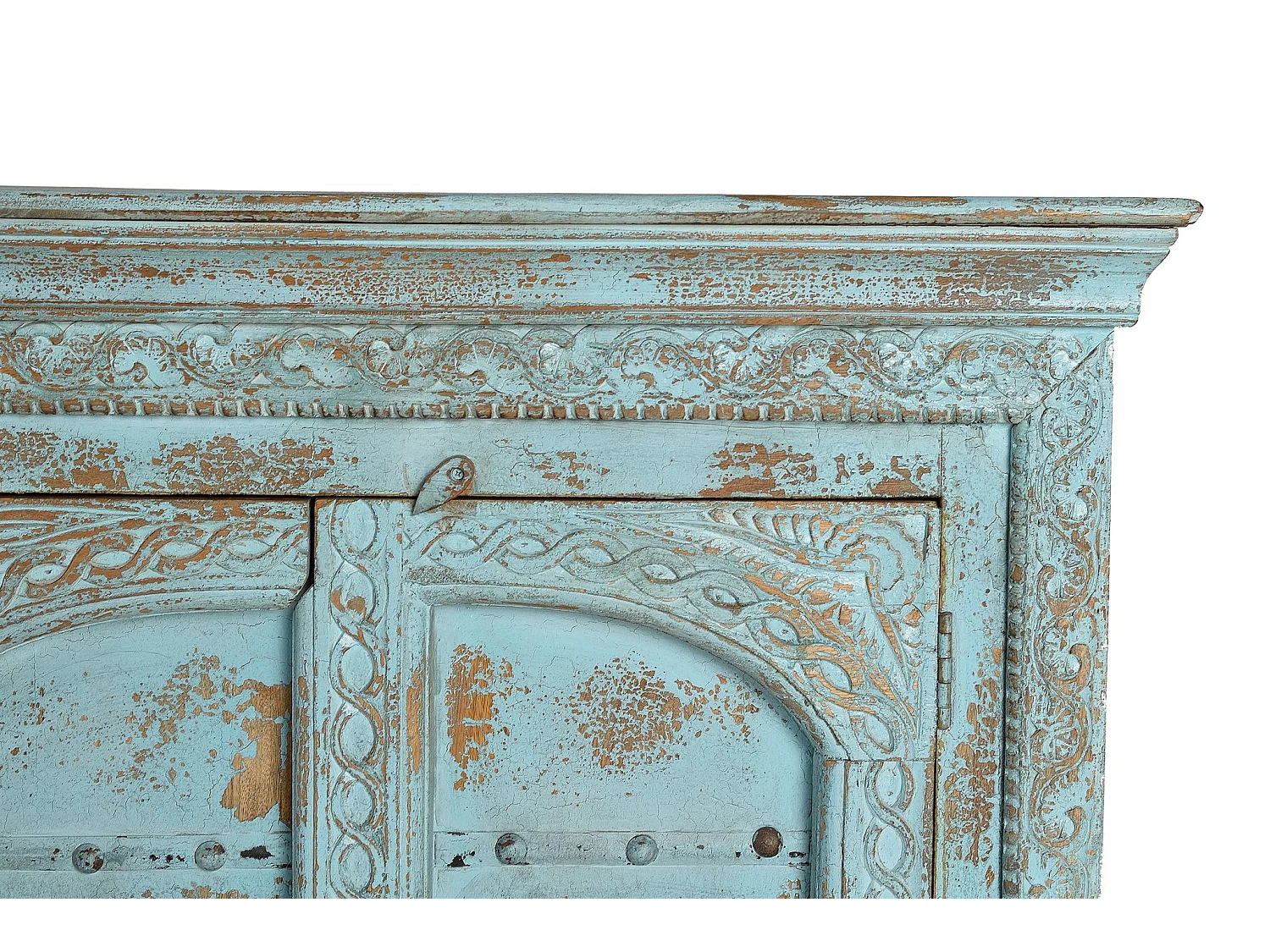Buffet en bois de manguier, style ethnique artisanal - 100 x 190 x 45