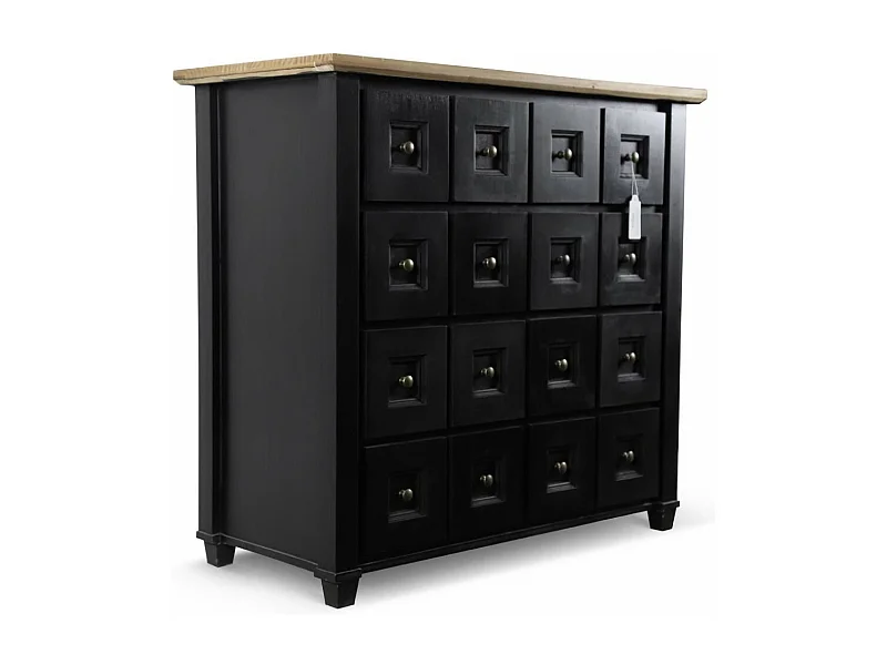 Bahut grainetier 16 tiroirs Bois-MDF Noir - Idéline Décoration d'Autrefois
