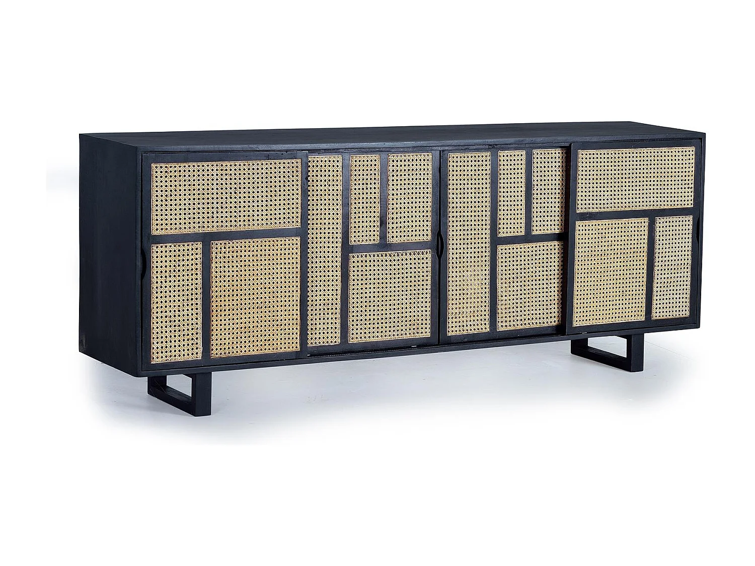 Buffet à lattes en manguier marron