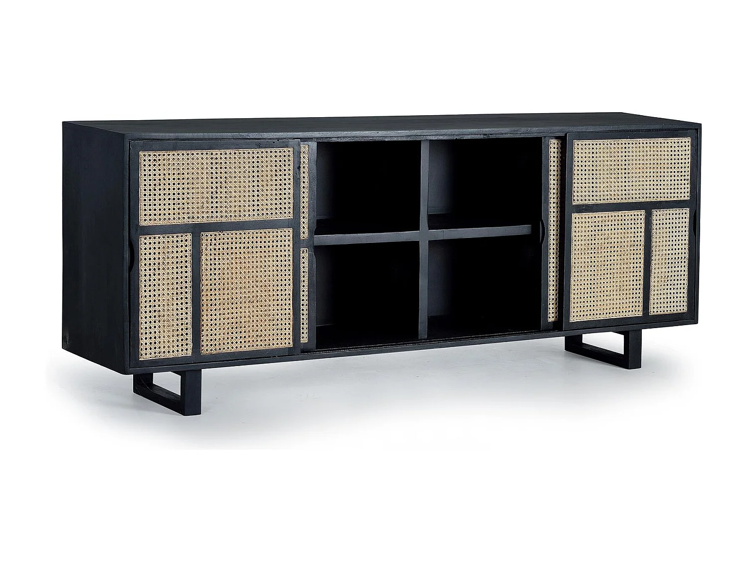 Buffet à lattes en manguier marron