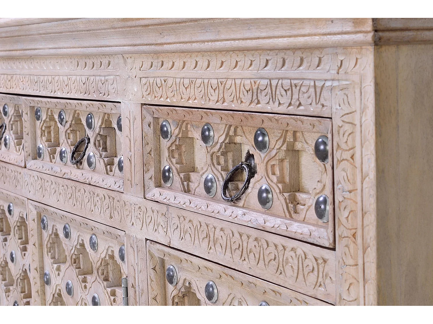 Buffet en bois de manguier de style méditerranéen moderne - 92 x 150 x 40