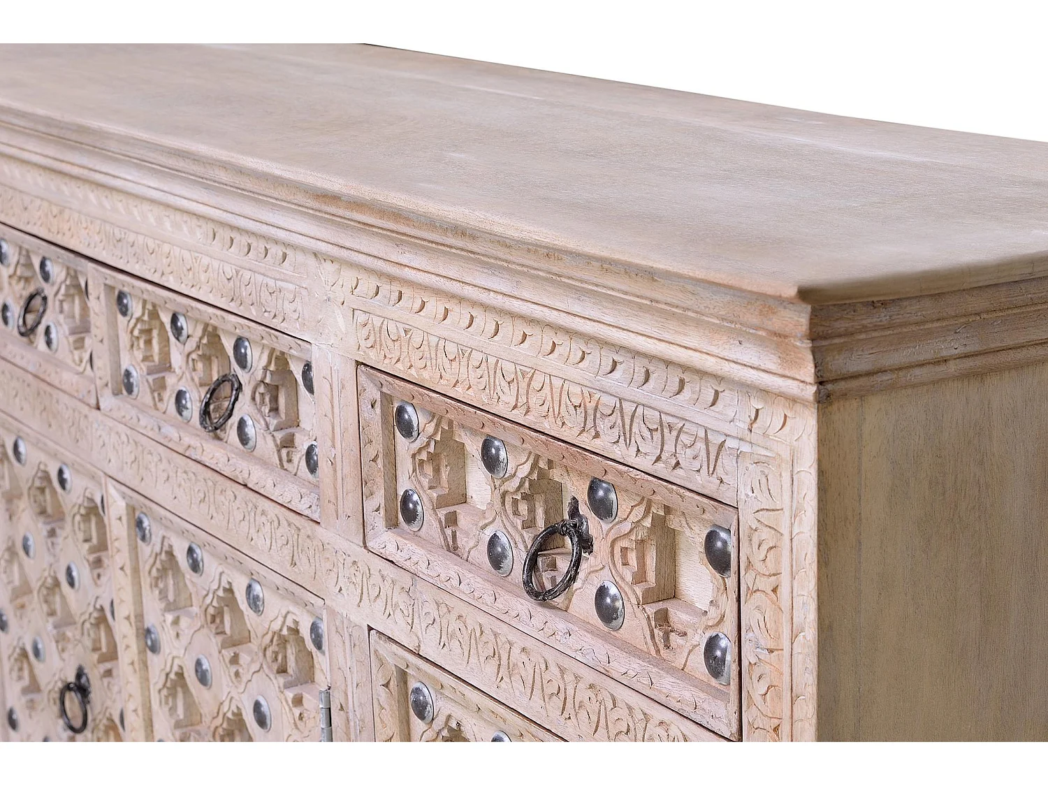 Buffet en bois de manguier de style méditerranéen moderne - 92 x 150 x 40