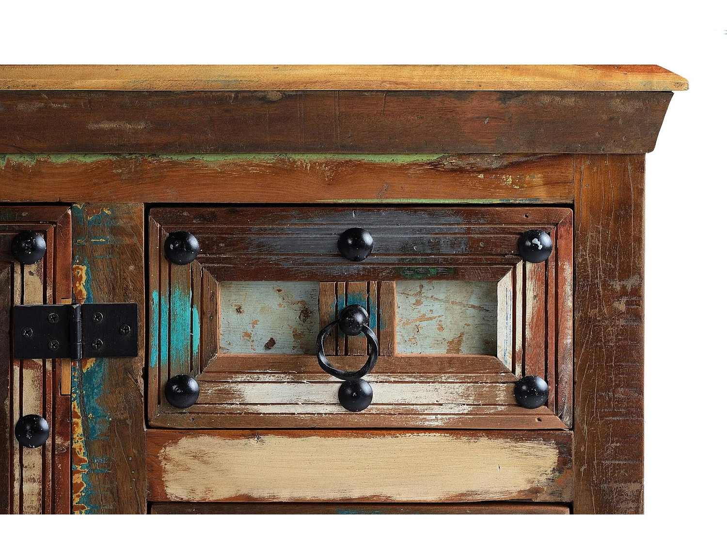 Buffet en bois recyclé style rétro vintage - 80 x 110 x 40