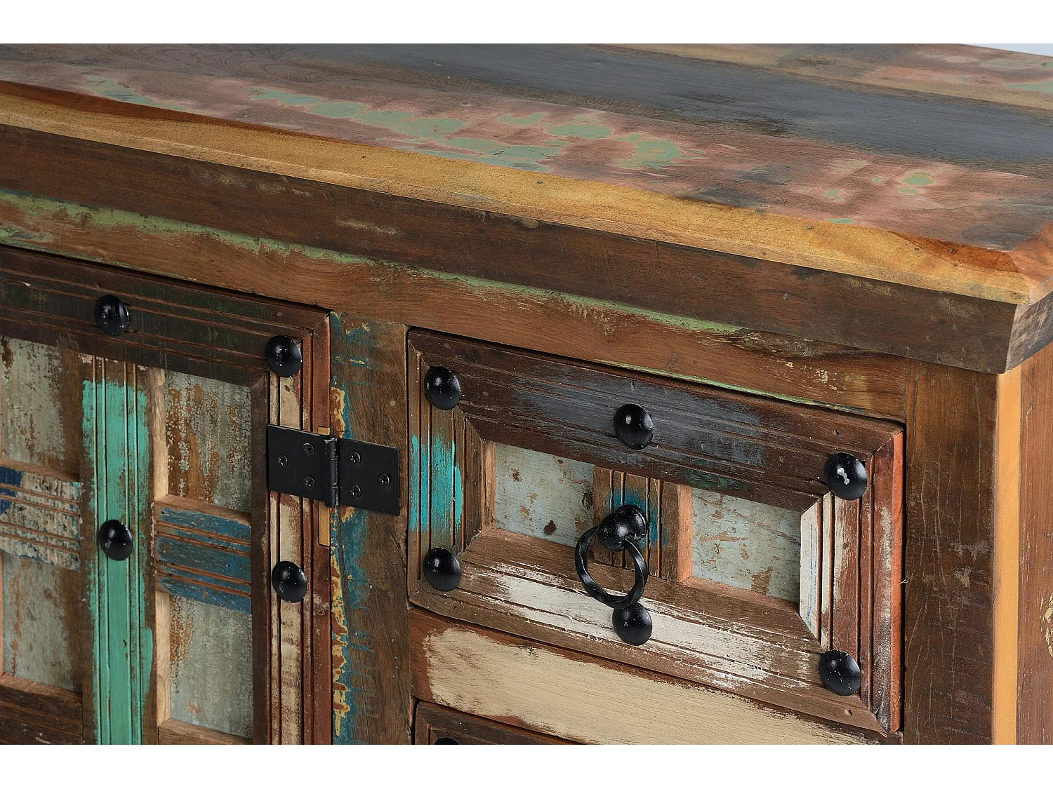 Buffet en bois recyclé style rétro vintage - 80 x 110 x 40