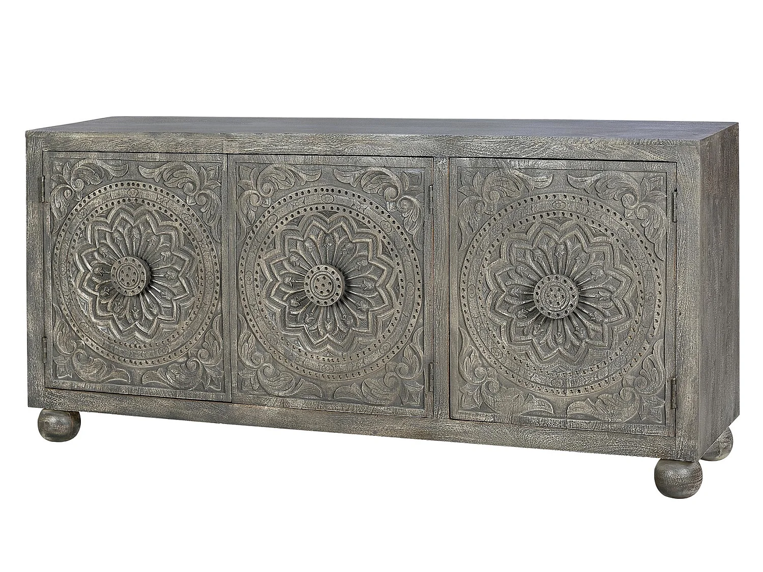 Buffet en bois de manguier, style ethnique/fait main - 82 x 172 x 43 cm