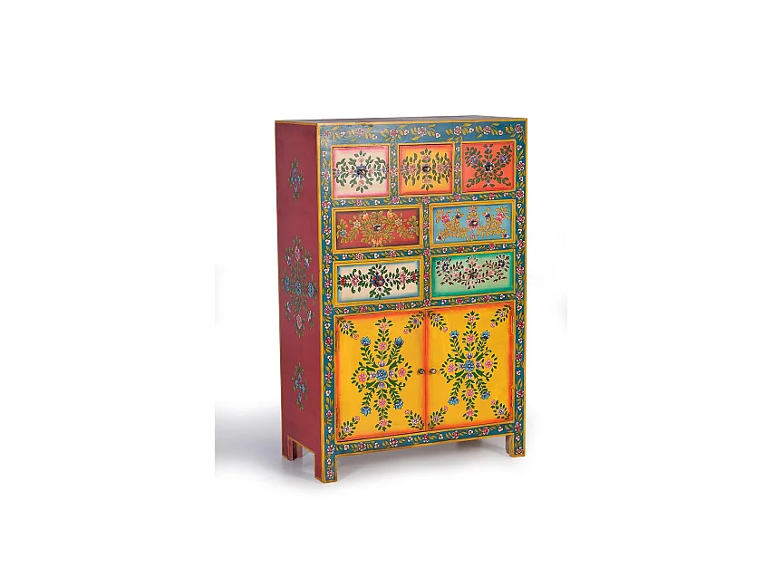 Commode en bois de manguier 80 cm, style ethnique - 122 x 80 x 40