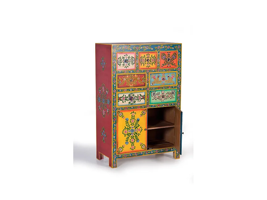Commode en bois de manguier 80 cm, style ethnique - 122 x 80 x 40
