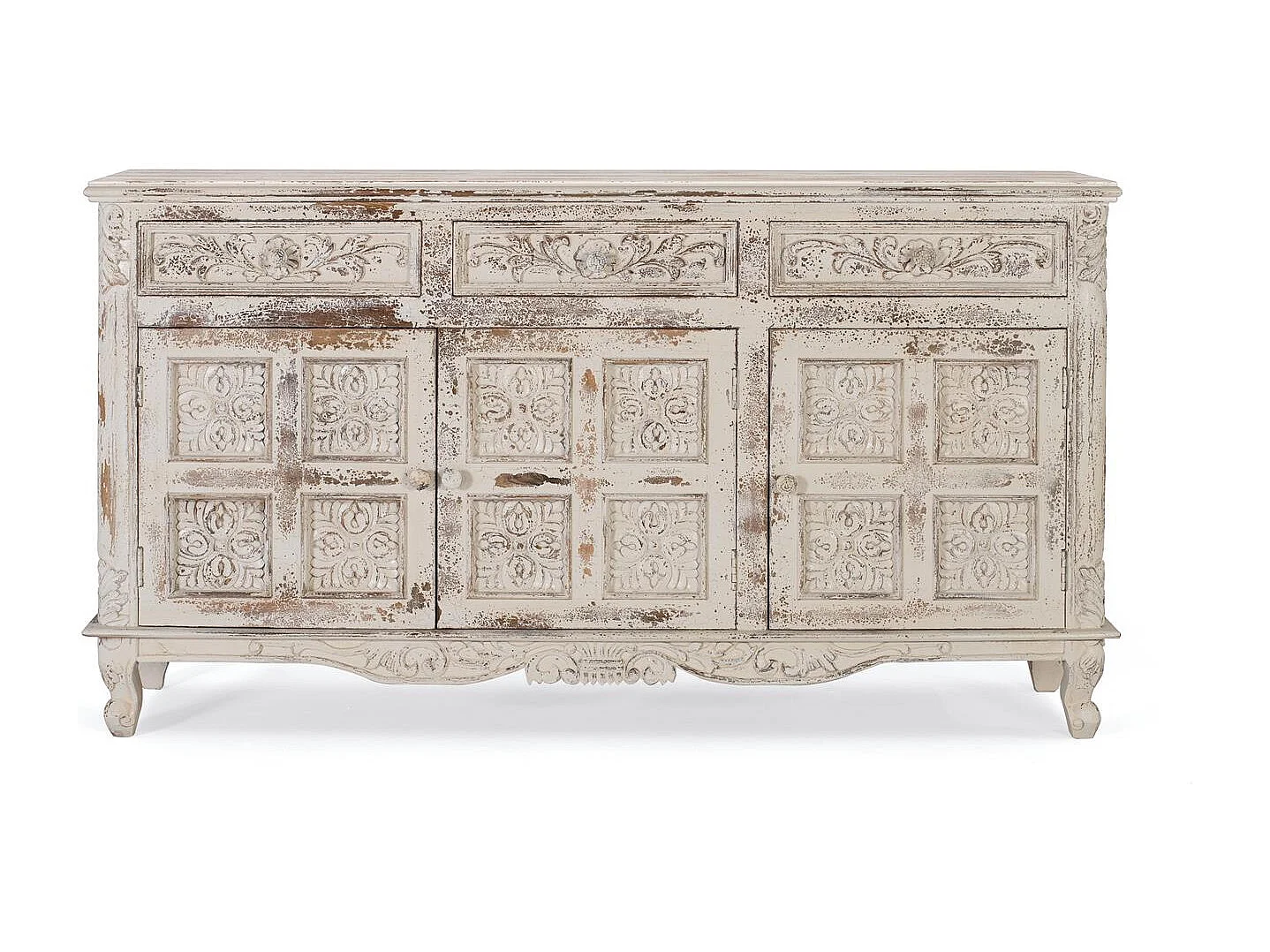 Bahut 3 tiroirs Bois Blanc - Décoration d'Autrefois