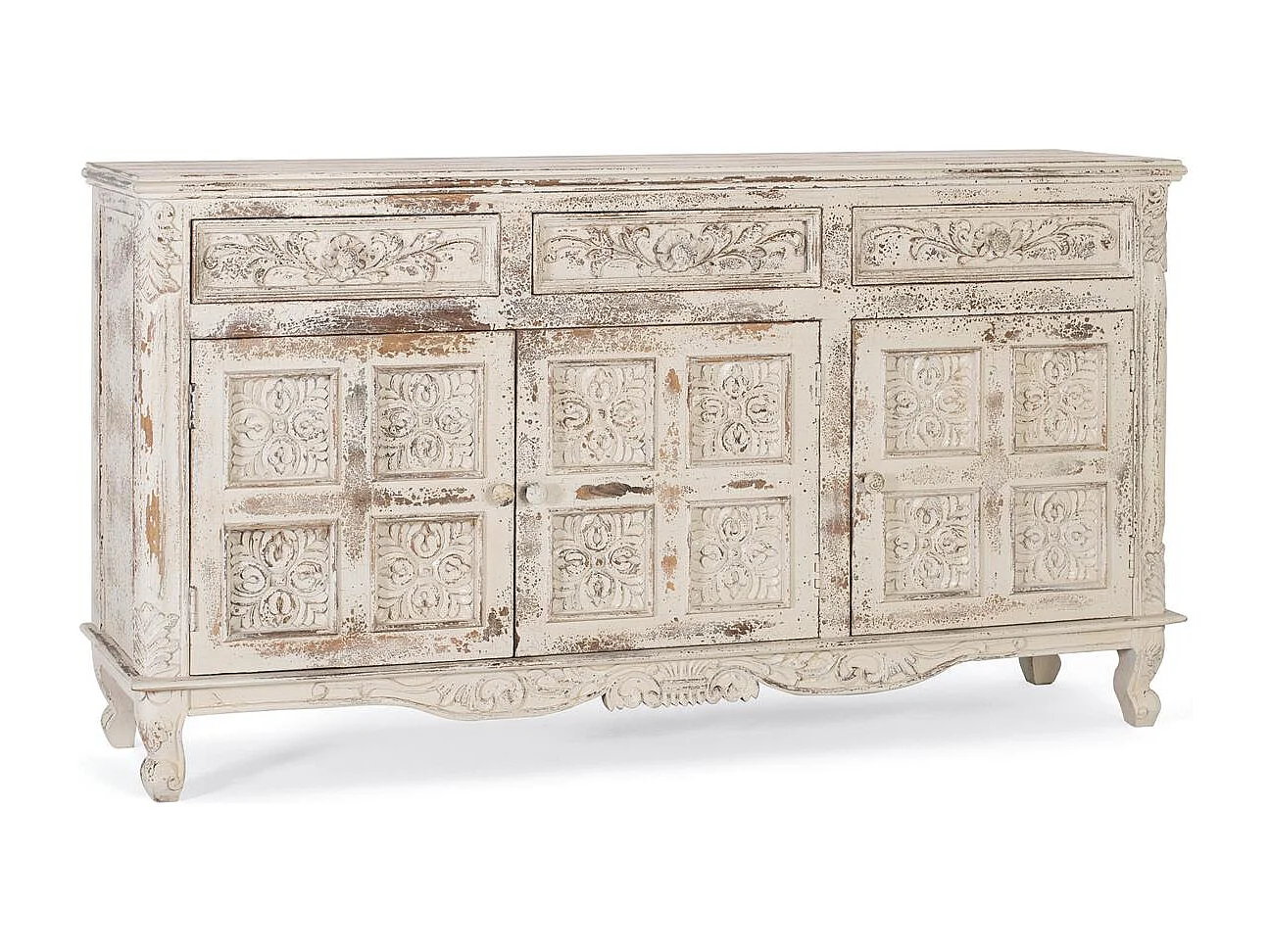 Bahut 3 tiroirs Bois Blanc - Décoration d'Autrefois