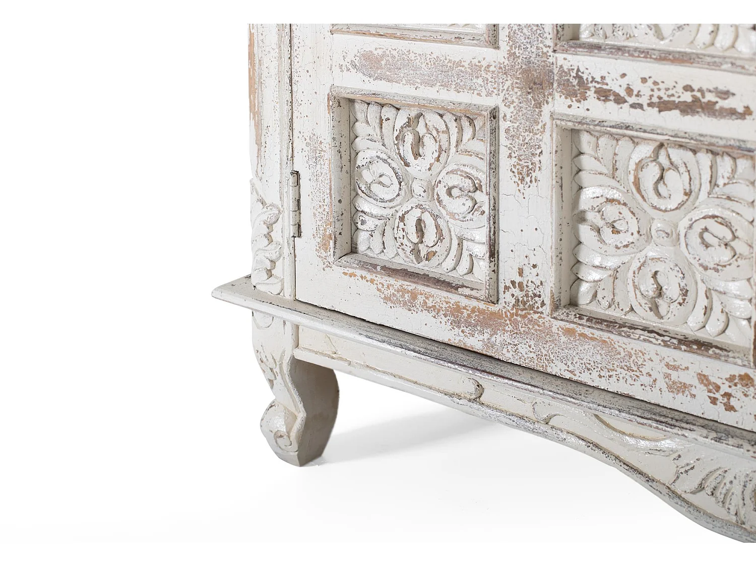 Buffet en bois manguier blanc craquelé