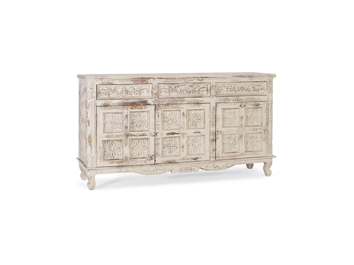 Buffet en bois de manguier de style méditerranéen moderne - 95 x 175 x 44
