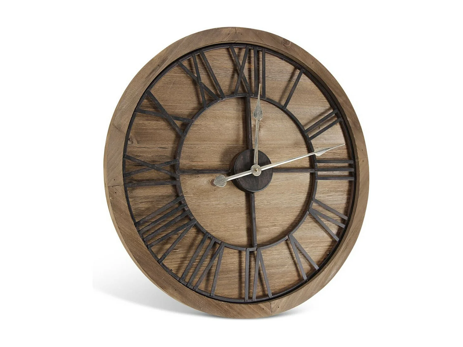Grande horloge ancienne Bois-Métal Marron - Décoration d'Autrefois