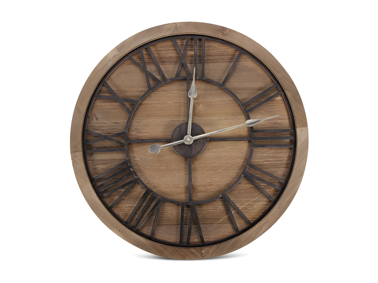 Grande horloge ancienne Bois-Métal Marron - Décoration d'Autrefois