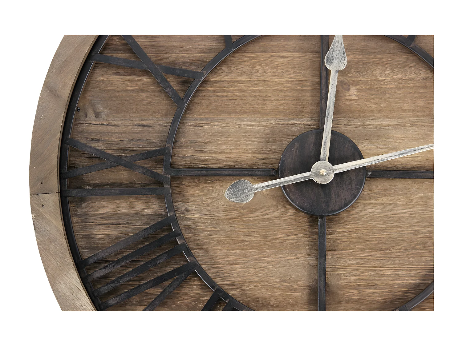 Grande horloge ancienne Bois-Métal Marron - Décoration d'Autrefois