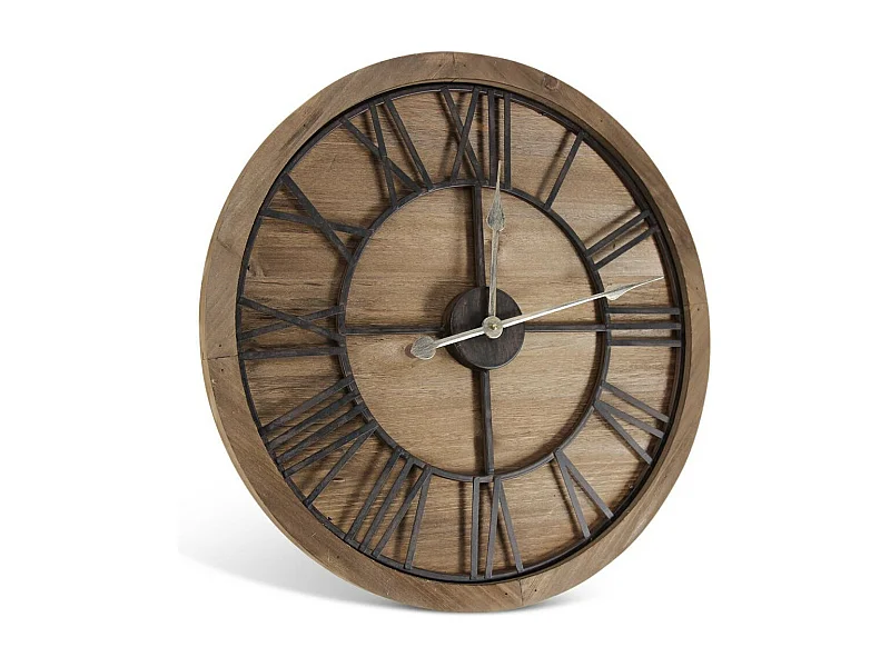 Grande horloge ancienne Bois-Métal Marron - Décoration d'Autrefois