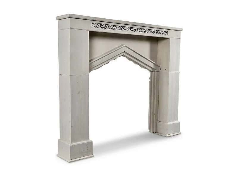 Encadrement manteau cheminée Bois Blanc - Décoration d'Autrefois
