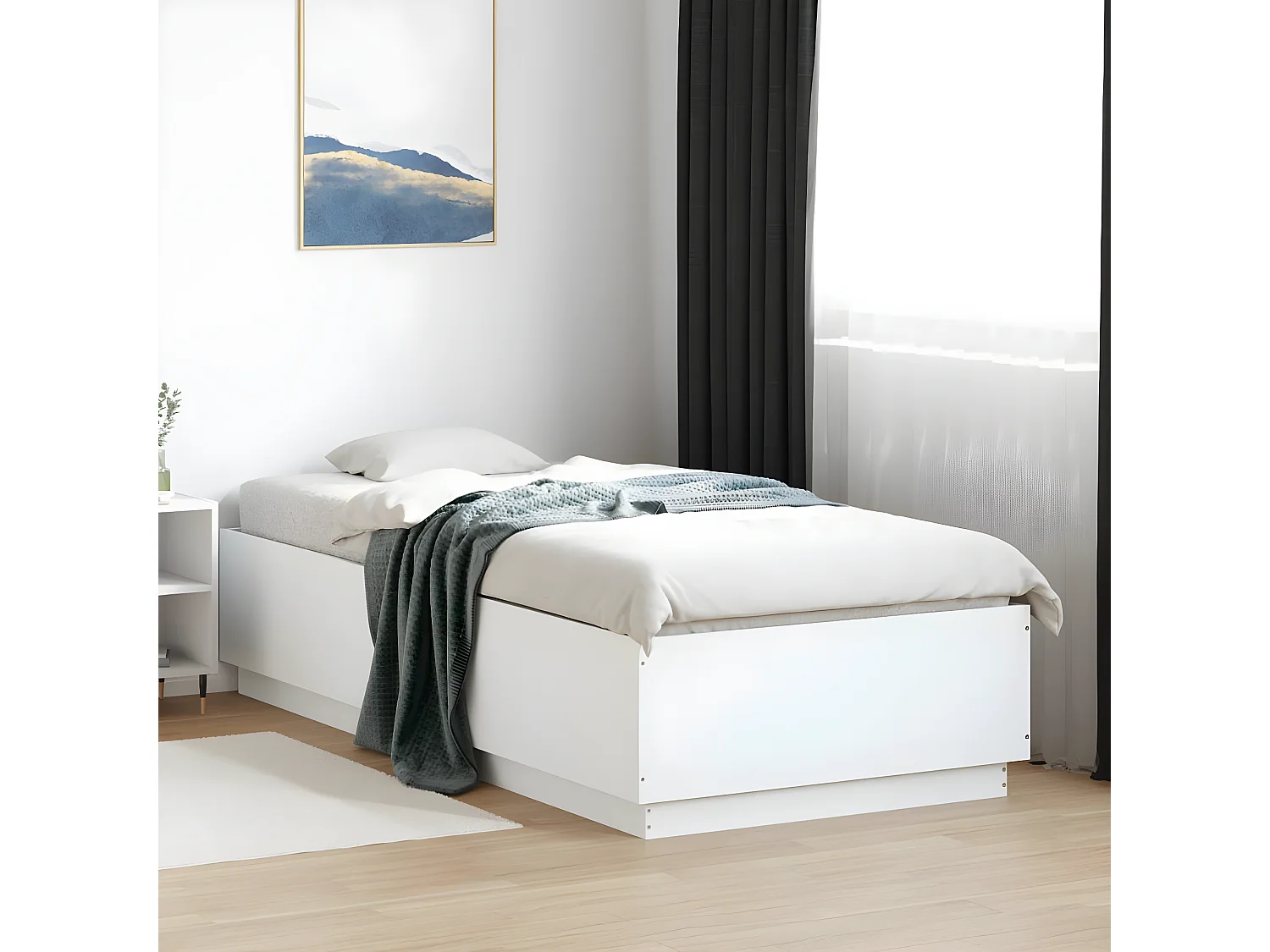 Estructura de cama madera de ingeniería blanca 90x200 cm