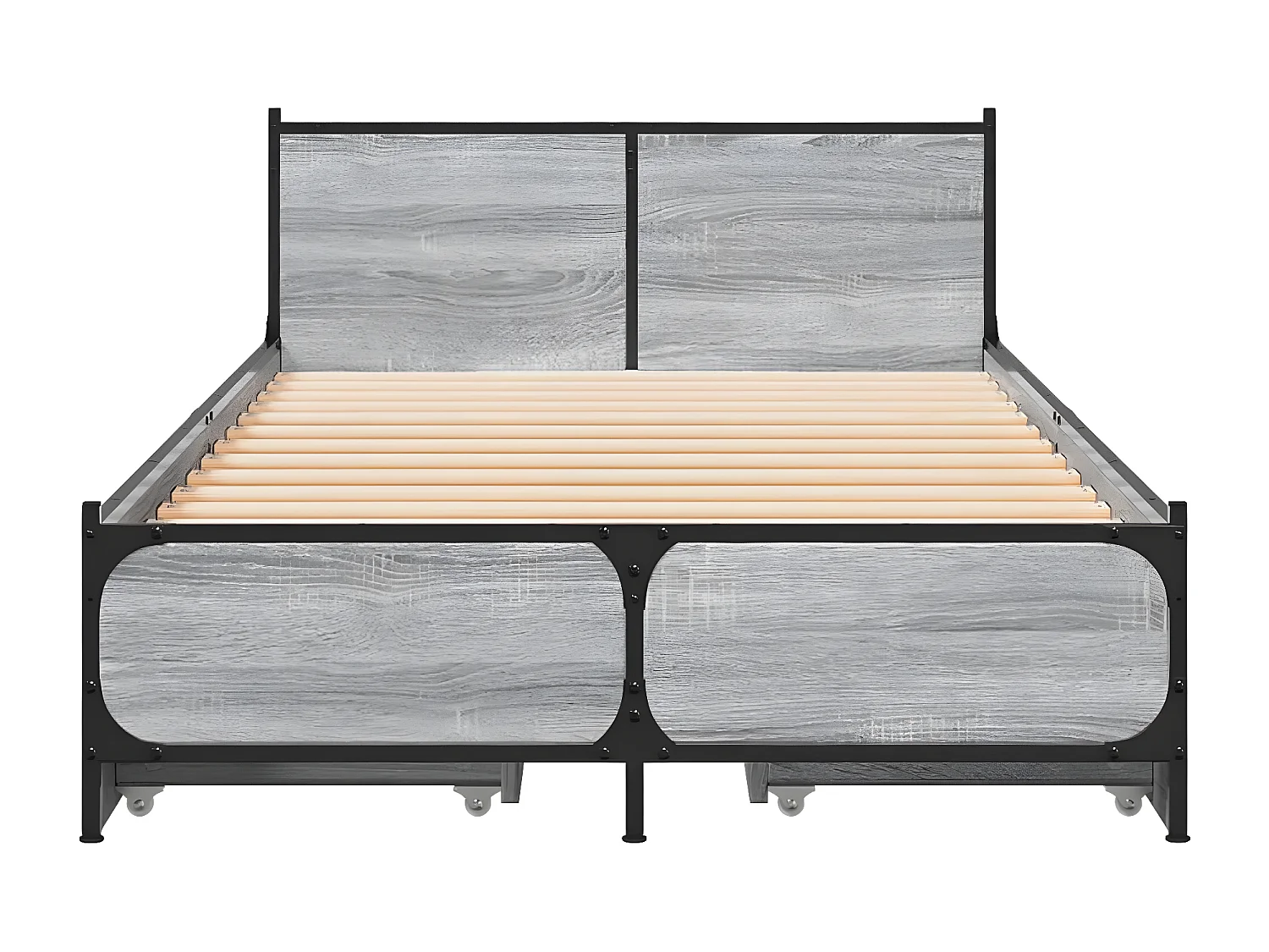 Estrutura de cama c/ gavetas derivados madeira cinza sonoma
