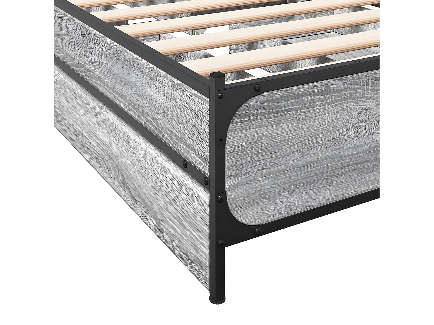 Estrutura de cama c/ gavetas derivados madeira cinza sonoma