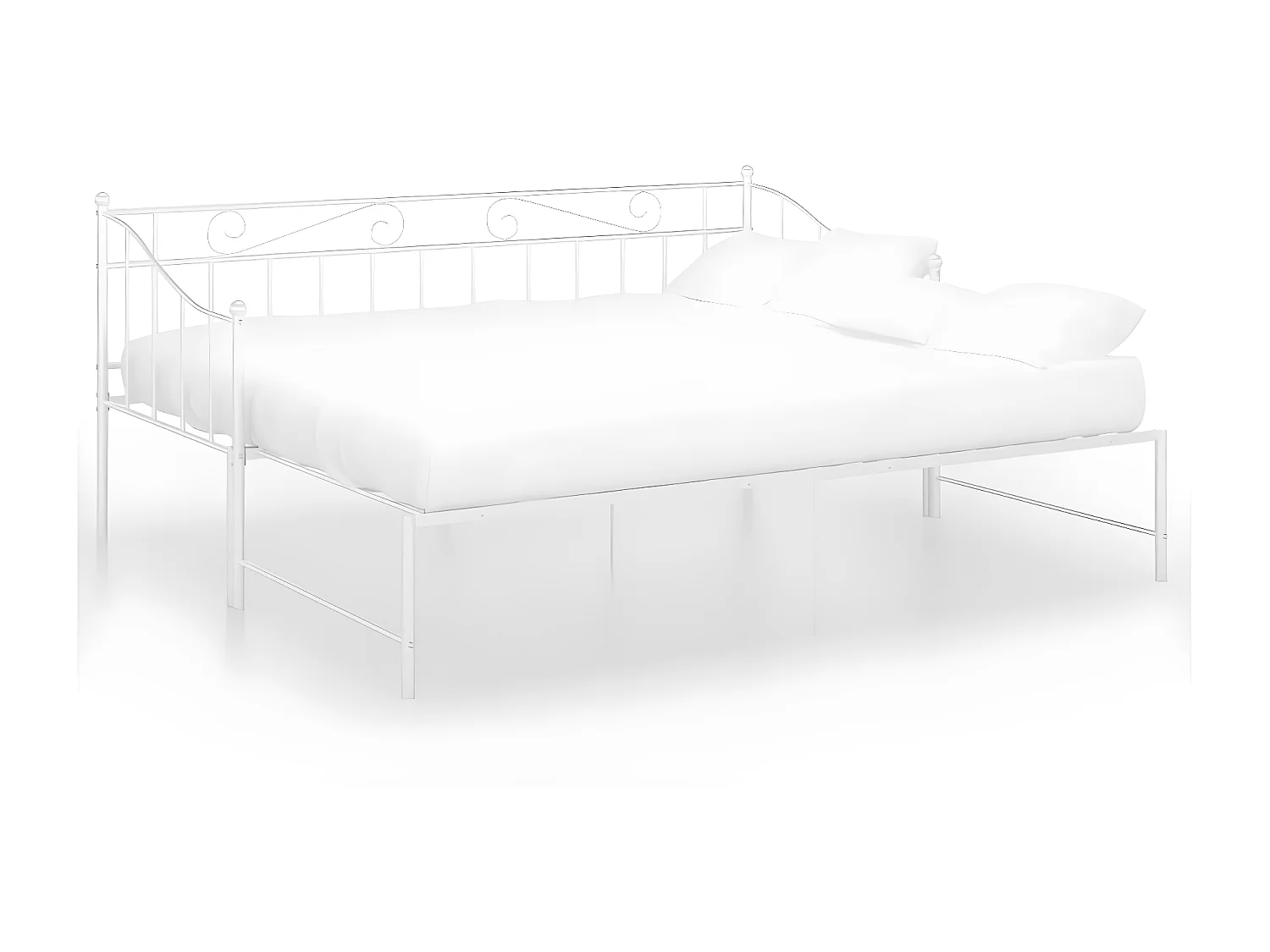 Cadre de canapé-lit extensible Blanc Métal 90x200 cm