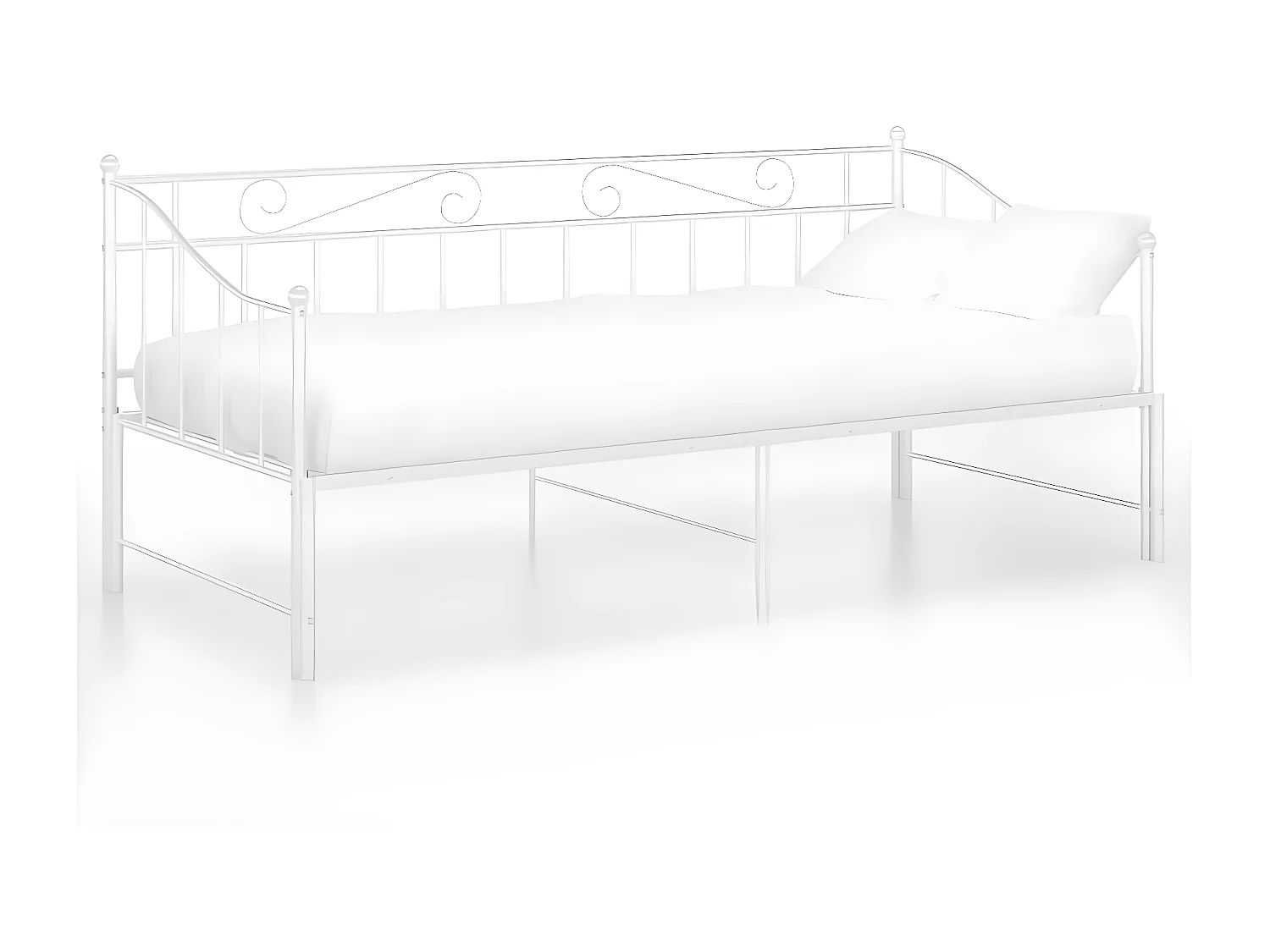 Cadre de canapé-lit extensible Blanc Métal 90x200 cm