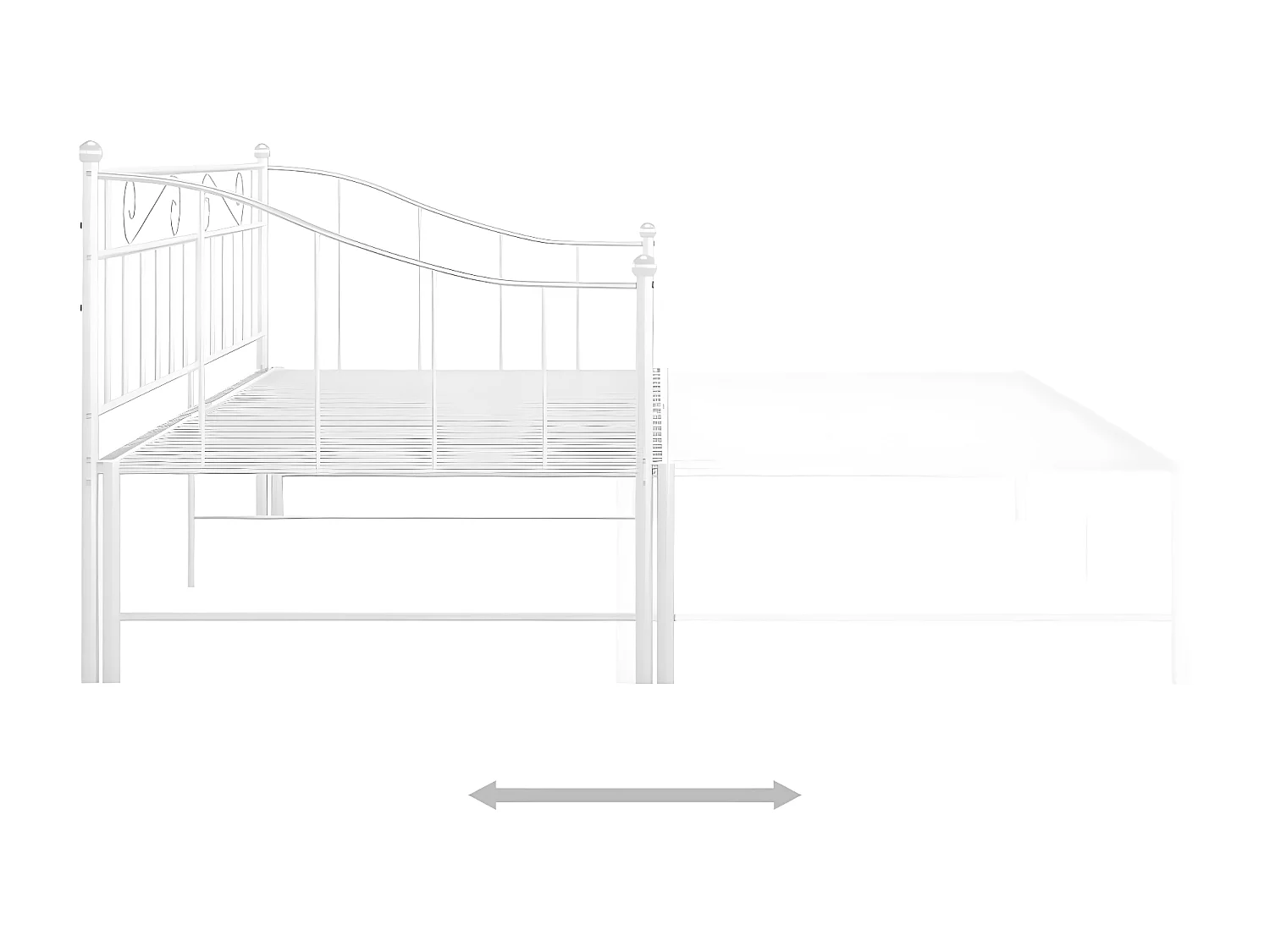Cadre de canapé-lit extensible Blanc Métal 90x200 cm