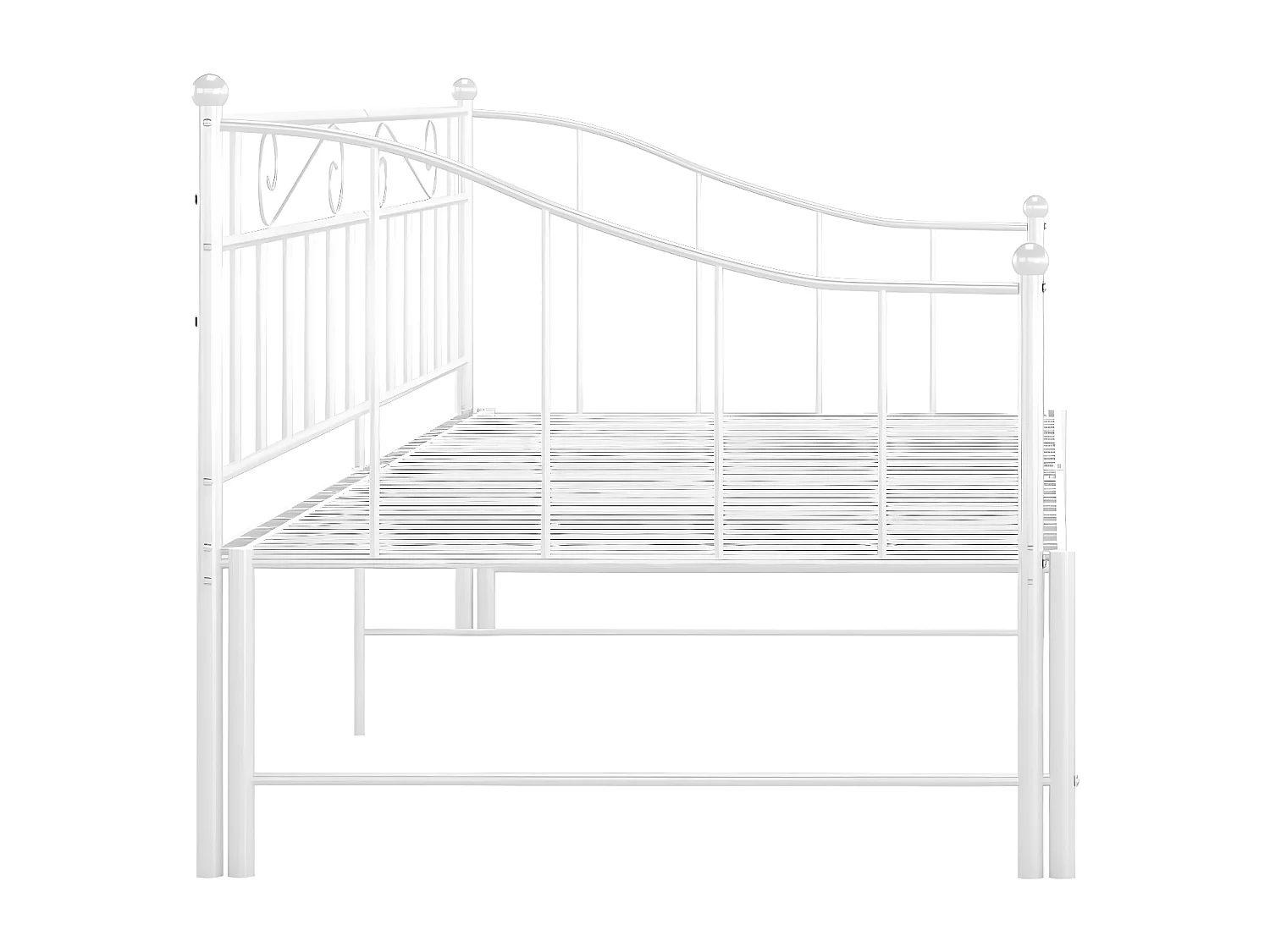 Cadre de canapé-lit extensible Blanc Métal 90x200 cm
