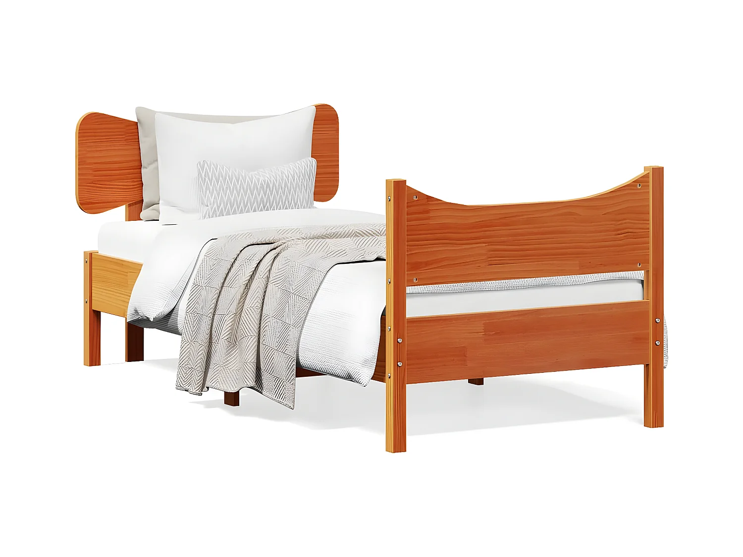 Cadre de lit avec tête de lit cire marron 90x190 cm bois de pin