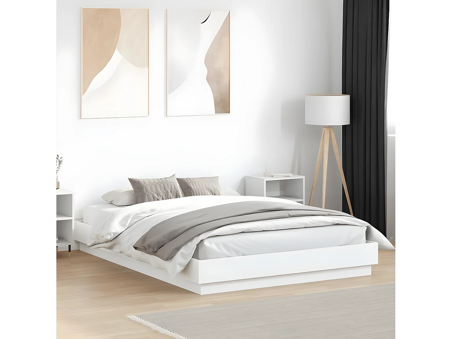 Estrutura de cama 120x200 cm derivados de madeira branco