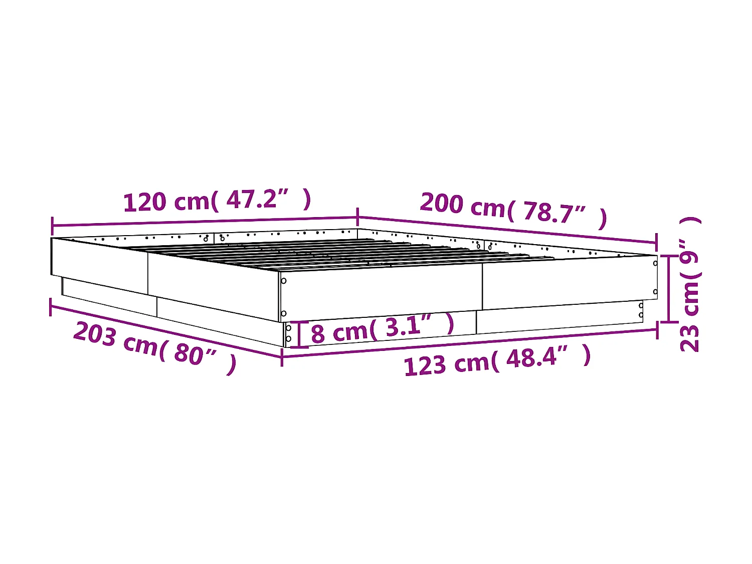 Estructura de cama madera de ingeniería blanca 120x200 cm