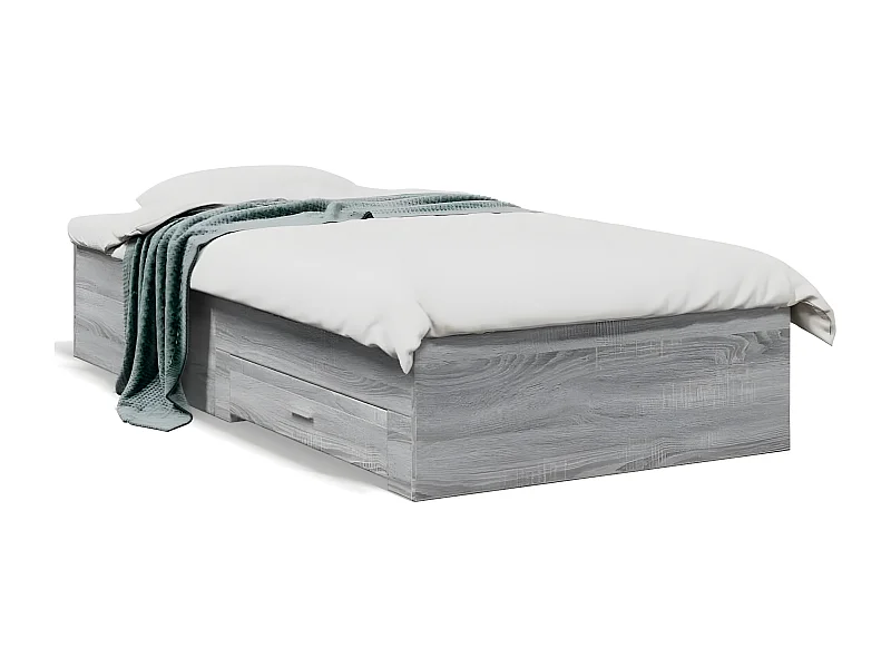 Cama con cajones madera de ingeniería gris Sonoma 75x190 cm